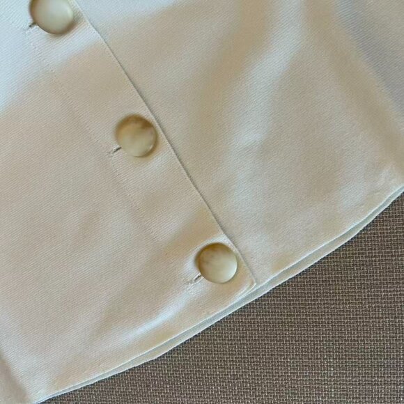 NWT Sezane Ava Mini Dress Small Ecru Ivory Cream Knit Button Front Stretch - Picture 7 of 9